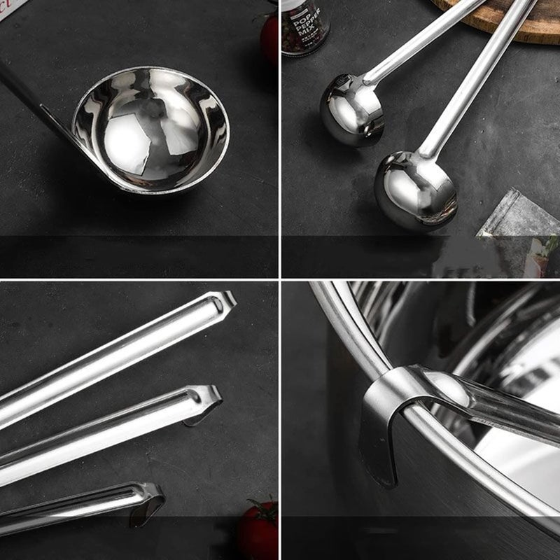 Odowalker Stainless Steel Hooked Handle Ladle Set - 5 Pcs with Pouring Rim, Long Handle for Kitchen Cooking Soup Sauce (1oz, 2oz, 4oz, 6oz, 8oz) - Image 4
